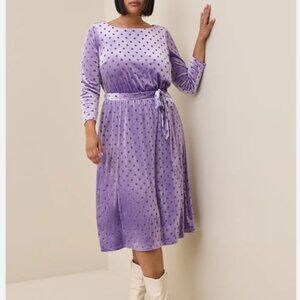 Torrid Purple Burnout Velvet Polka Dot Fit & Flare Midi Dress Witchy Plus Sz 2X